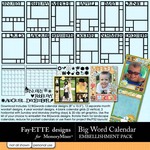 Big Words Calendar Embellishment Pack-$2.49 (Ettes and Company by Fayette)