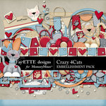 Crazy 4 Cats Embellishment Pack-$3.49 (Ettes and Company by Fayette)