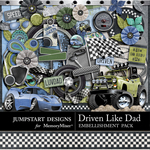 Driven Like Dad Embellishment Pack-$1.75 (Jumpstart Designs)