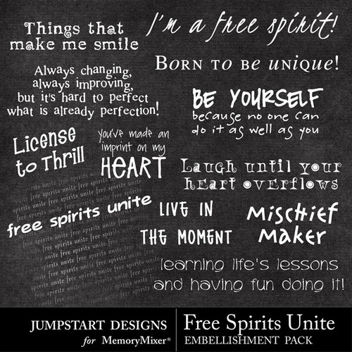 Free Spirits Unite Wordart Scrapbook Page Design Memorymixer 84