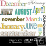 United States Calendar Months Embellishment Pack-$2.99 (Carolyn Kite)