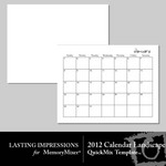2012 Calendar Template Landscape QuickMix-$0.99 (Lasting Impressions)