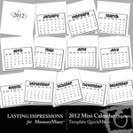 2012 Mini Calendar SQ QuickMix Template-$1.00 (Lasting Impressions)